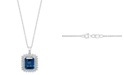 EFFY Collection EFFY&reg; London Blue Topaz (5-1/4 ct. t.w.) & Diamond (1/4 ct. t.w.) Halo 16" Pendant Necklace in 14k White Gold
